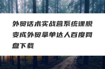 外贸话术实战营系统课脱变成外贸拿单达人百度网盘下载