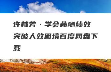 许林芳·学会薪酬绩效 突破人效困境百度网盘下载