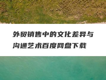 外贸销售中的文化差异与沟通艺术百度网盘下载