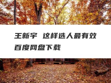 王新宇 这样选人最有效百度网盘下载