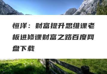 恒洋：财富提升思维课老板进修课财富之路百度网盘下载