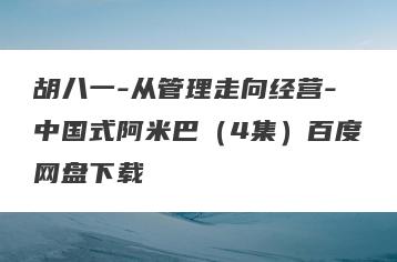 胡八一-从管理走向经营-中国式阿米巴（4集）百度网盘下载