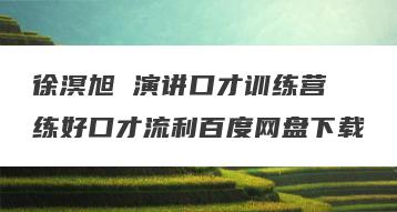 徐溟旭 演讲口才训练营 练好口才流利百度网盘下载