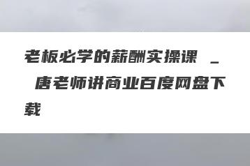 老板必学的薪酬实操课 _ 唐老师讲商业百度网盘下载