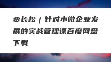 贾长松｜针对小微企业发展的实战管理课百度网盘下载