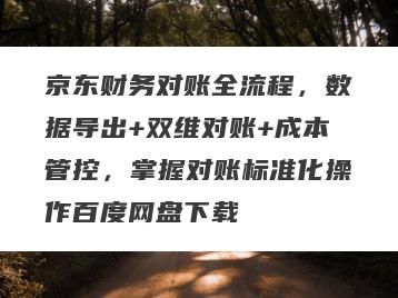 京东财务对账全流程，数据导出+双维对账+成本管控，掌握对账标准化操作百度网盘下载