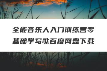 全能音乐人入门训练营零基础学写歌百度网盘下载