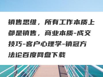销售思维，所有工作本质上都是销售，商业本质-成交技巧-客户心理学-销冠方法论百度网盘下载