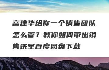 高建华给你一个销售团队怎么管？教你如何带出销售铁军百度网盘下载