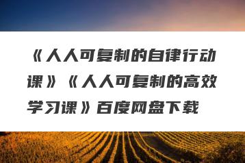 《人人可复制的自律行动课》《人人可复制的高效学习课》百度网盘下载
