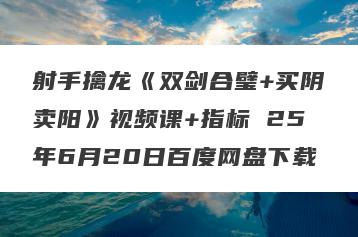 射手擒龙《双剑合璧+买阴卖阳》视频课+指标 25年6月20日百度网盘下载