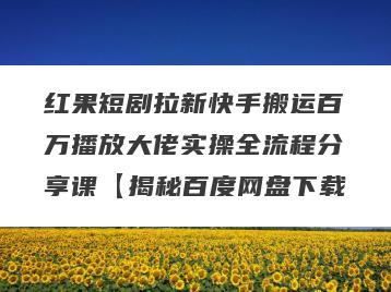 红果短剧拉新快手搬运百万播放大佬实操全流程分享课【揭秘百度网盘下载
