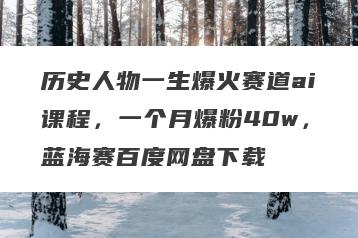 历史人物一生爆火赛道ai课程，一个月爆粉40w，蓝海赛百度网盘下载