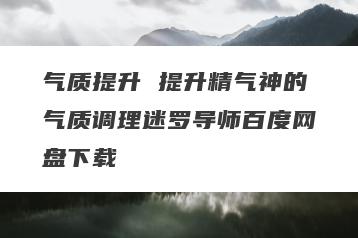 气质提升 提升精气神的气质调理迷罗导师百度网盘下载