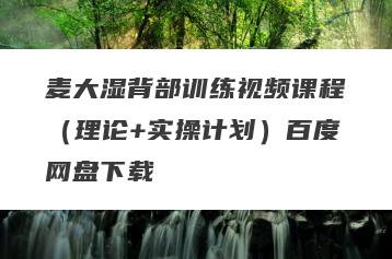 麦大湿背部训练视频课程（理论+实操计划）百度网盘下载