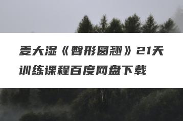 麦大湿《臀形圆翘》21天训练课程百度网盘下载