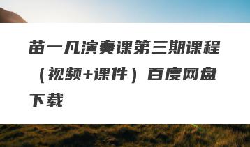 苗一凡演奏课第三期课程（视频+课件）百度网盘下载