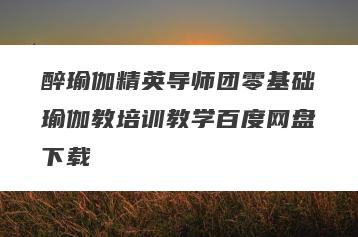 醉瑜伽精英导师团零基础瑜伽教培训教学百度网盘下载