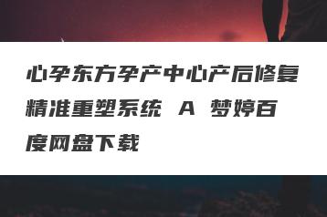 心孕东方孕产中心产后修复精准重塑系统 A 梦婷百度网盘下载