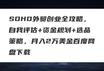 SOHO外贸创业全攻略，自我评估+资金规划+选品策略，月入2万美金百度网盘下载