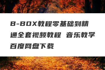 B-BOX教程零基础到精通全套视频教程 音乐教学百度网盘下载