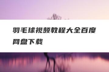 羽毛球视频教程大全百度网盘下载