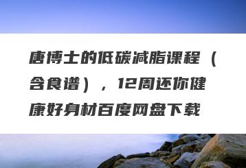 唐博士的低碳减脂课程（含食谱），12周还你健康好身材百度网盘下载
