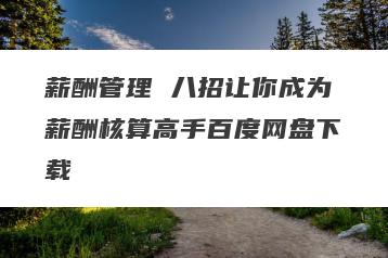 薪酬管理 八招让你成为薪酬核算高手百度网盘下载