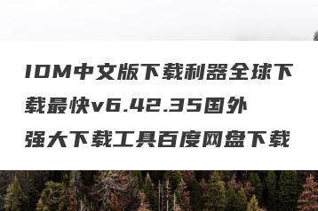 IDM中文版下载利器全球下载最快v6.42.35国外强大下载工具百度网盘下载
