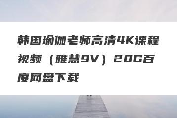 韩国瑜伽老师高清4K课程视频（雅慧9V）20G百度网盘下载