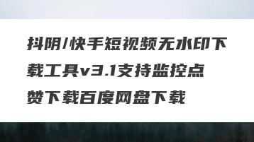 抖阴/快手短视频无水印下载工具v3.1支持监控点赞下载百度网盘下载