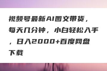 视频号最新AI图文带货，每天几分钟，小白轻松入手，日入2000+百度网盘下载