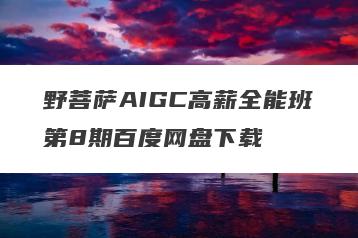 野菩萨AIGC高薪全能班第8期百度网盘下载
