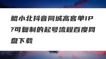 鲲小北抖音同城高客单IP?可复制的起号流程百度网盘下载
