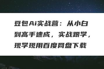 豆包Ai实战营：从小白到高手速成，实战跟学，现学现用百度网盘下载