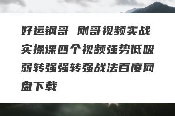 好运钢哥 刚哥视频实战实操课四个视频强势低吸弱转强强转强战法百度网盘下载