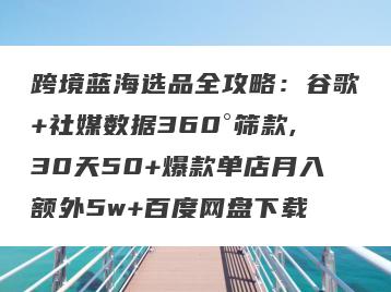 跨境蓝海选品全攻略：谷歌+社媒数据360°筛款,30天50+爆款单店月入额外5w+百度网盘下载
