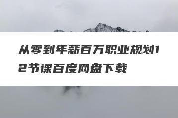 从零到年薪百万职业规划12节课百度网盘下载