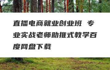直播电商就业创业班 专业实战老师助推式教学百度网盘下载