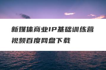 新媒体商业IP基础训练营视频百度网盘下载