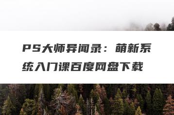 PS大师异闻录：萌新系统入门课百度网盘下载