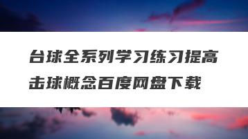 台球全系列学习练习提高击球概念百度网盘下载