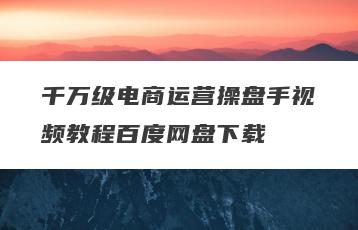 千万级电商运营操盘手视频教程百度网盘下载