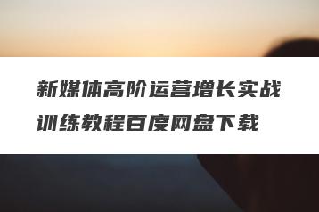 新媒体高阶运营增长实战训练教程百度网盘下载