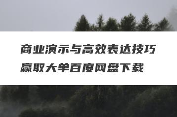 商业演示与高效表达技巧赢取大单百度网盘下载
