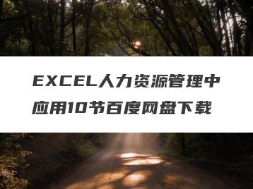 EXCEL人力资源管理中应用10节百度网盘下载