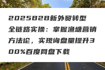 2025B2B新外贸转型全链路实操：掌握渔塘营销方法论，实现询盘量提升300%百度网盘下载