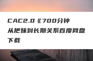 CAC2.0《700分钟从把妹到长期关系百度网盘下载