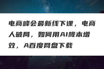 电商峰会最新线下课，电商人破局，如何用AI降本增效，A百度网盘下载