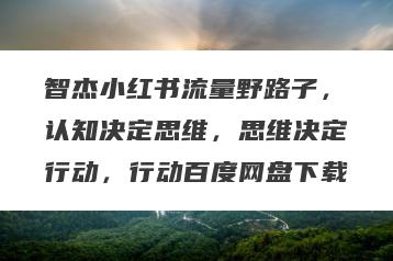 智杰小红书流量野路子，认知决定思维，思维决定行动，行动百度网盘下载
